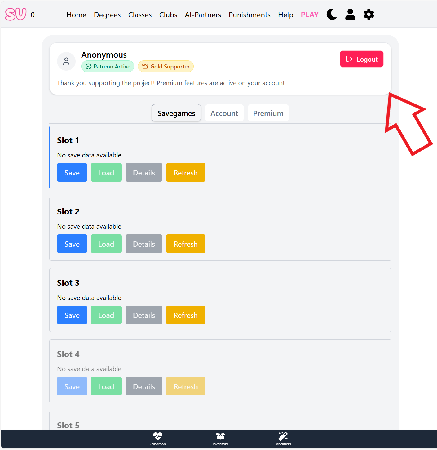 Improved account info panel